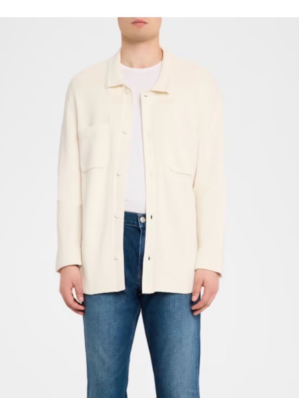 PAIGE Cream Button-Front Casual Shirt Jacket
